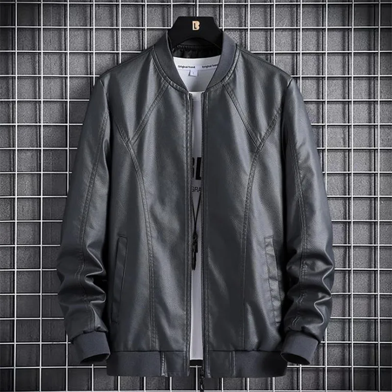 

Men Faux Leather Jacket Motorcycle Men's Jackets Black Jaqueta De Couro Masculina Outwear Male PU Leather Coats