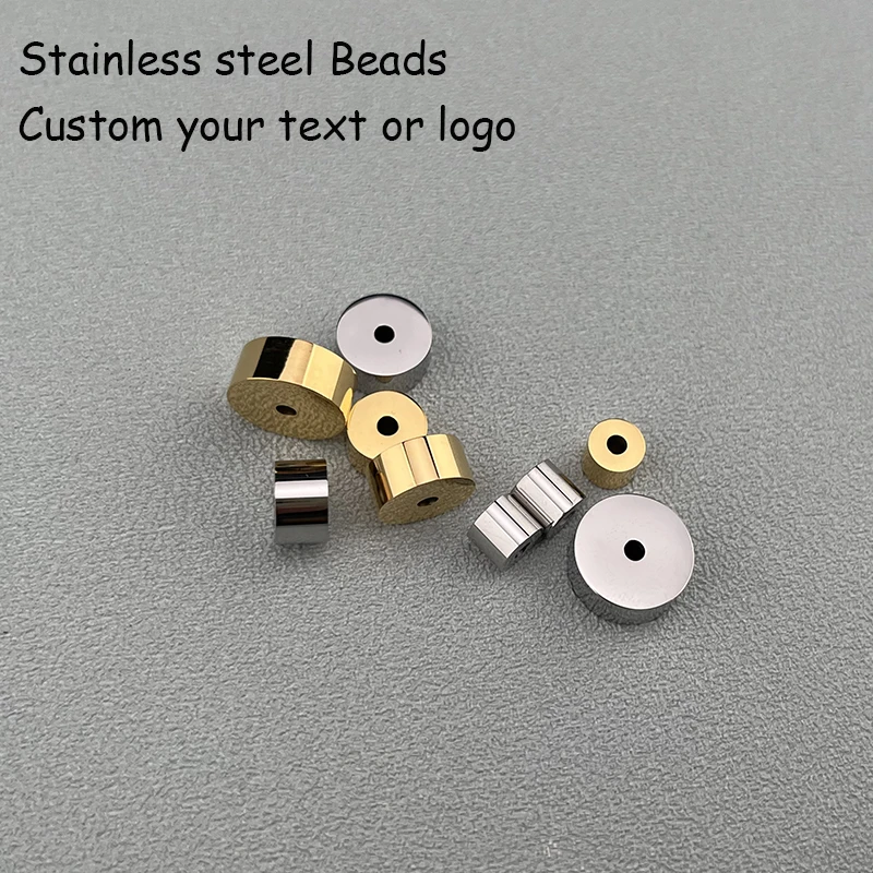 MaiLun 20 Stück umweltfreundliche Edelstahlperlen, lasergravierte Logo-Perlen, Kreisperlen, Logo-Abstandshalter, handgefertigtes Armband-Zubehör – Detail 1