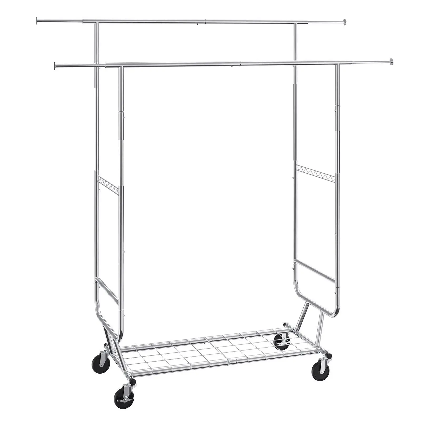 

VEVOR Heavy Duty Clothes Rack, Double Hanging Rod Clothing Garment Rack for Hanging Clothes, Adjustable Height and Extendable Le