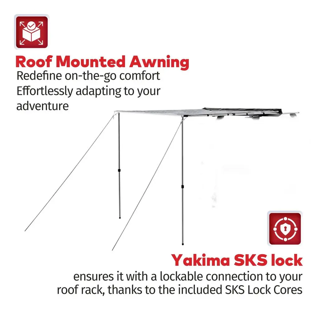 OverNOut Lightweight Roof Mounted Awning with SKS Lock, 6.5 Foot