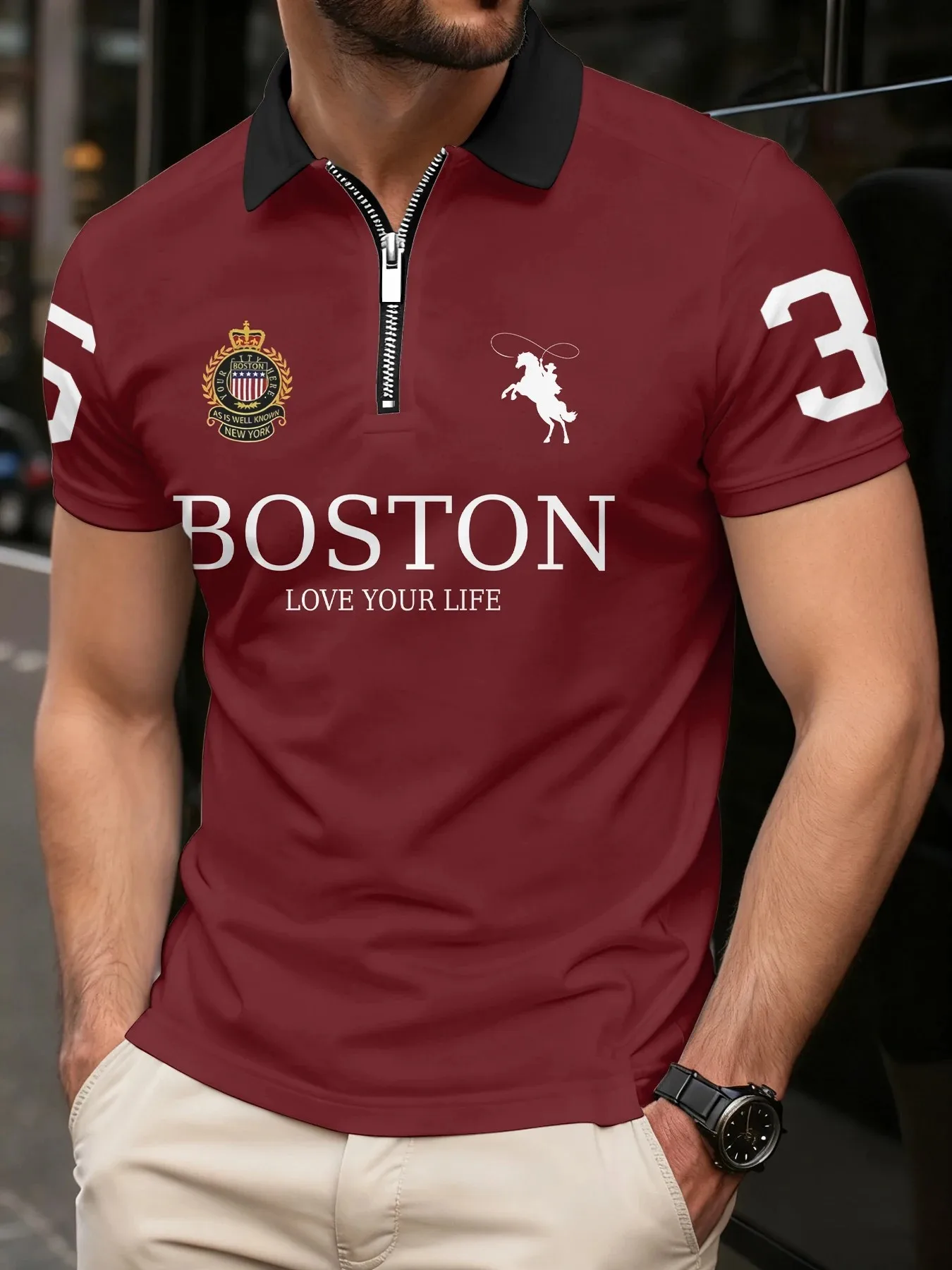 

The new men's POLO shirt for summer 2025 is breathable lightweight casual and fashionable with letter prints