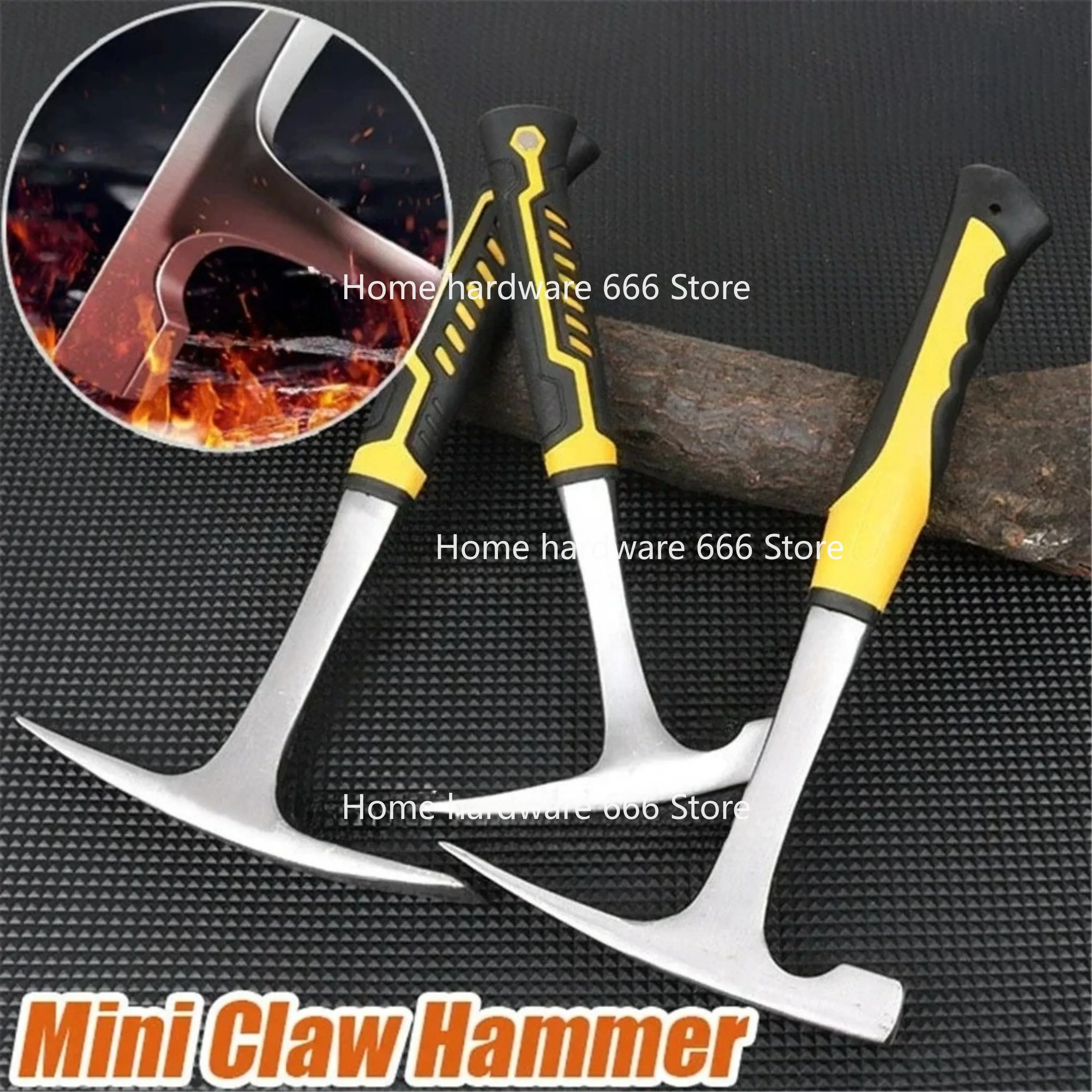 Mini Claw Hammer Professional Geological  Multifunctional Tool Pointed Tip Rubber Handle Grip Carpenter