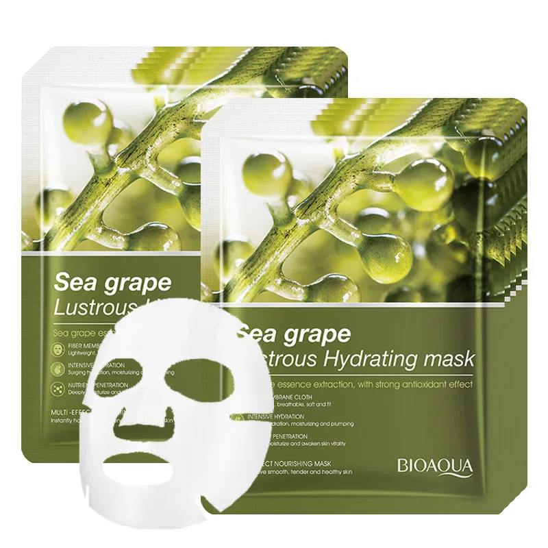 10pcs BIOAQUA Sea Grape Face Mask Moisturizing Smoothing Nourishing skincare Facial Masks Face Sheet Mask Skin Care Products