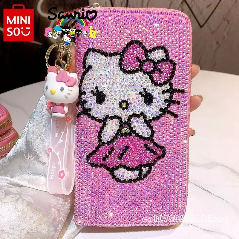 Hello Kitty nieuwe damesportemonnee mode hoge kwaliteit diamant ingelegde multi-kaart opbergtas cartoon multifunctionele portemonnee