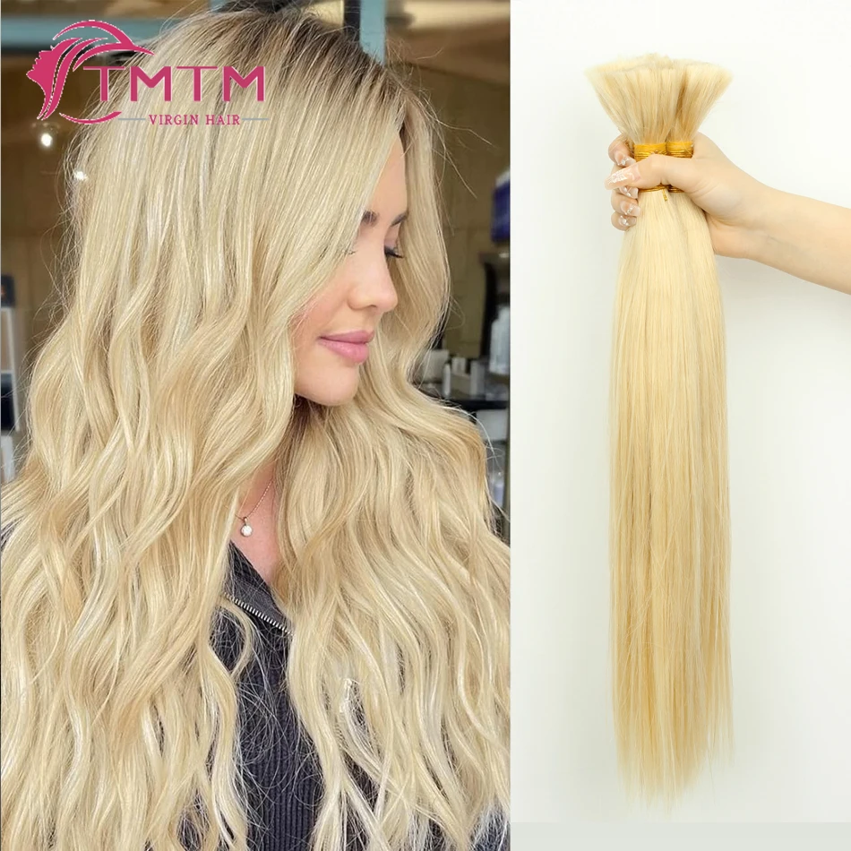 Straight Bulk Human Hair Extensions for Braiding No Weft Brazilian Remy Human Hair Thick End for Salon Quality 100g 14-24 Inch