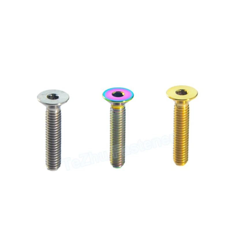 1pcs Titanium Alloy Allen Key Screw M5 x 10 12 15 20 25 30 35mm Hex Hexagon Socket Flat Countersunk Head Ti Bolt For Bicycle Car