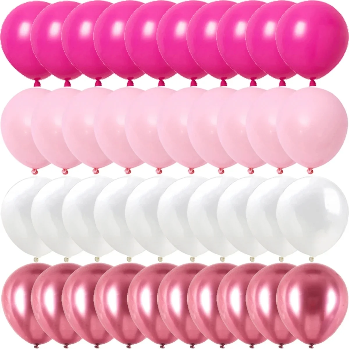 Rosa-weiße metallisch rosarote Folienballons für Geburtstag, Hochzeit, Muttertag, Verlobung, Partydekorationen – Detail 4