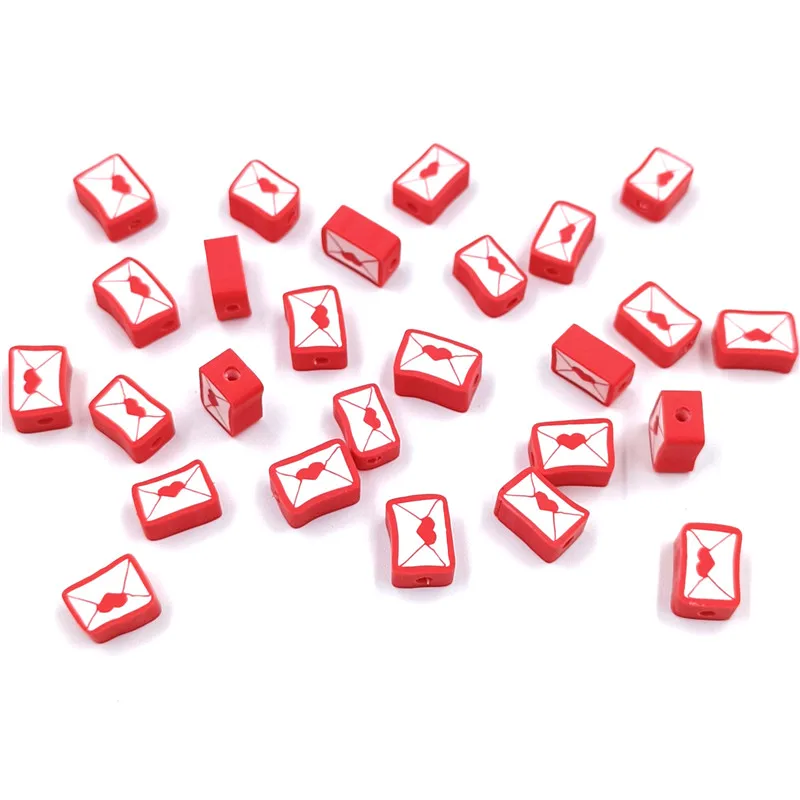 10pcs Mixed Soft Pottery Red Rose Flower Beads Jewelry Making For Earring Necklace Bracelet DIY Beading Material