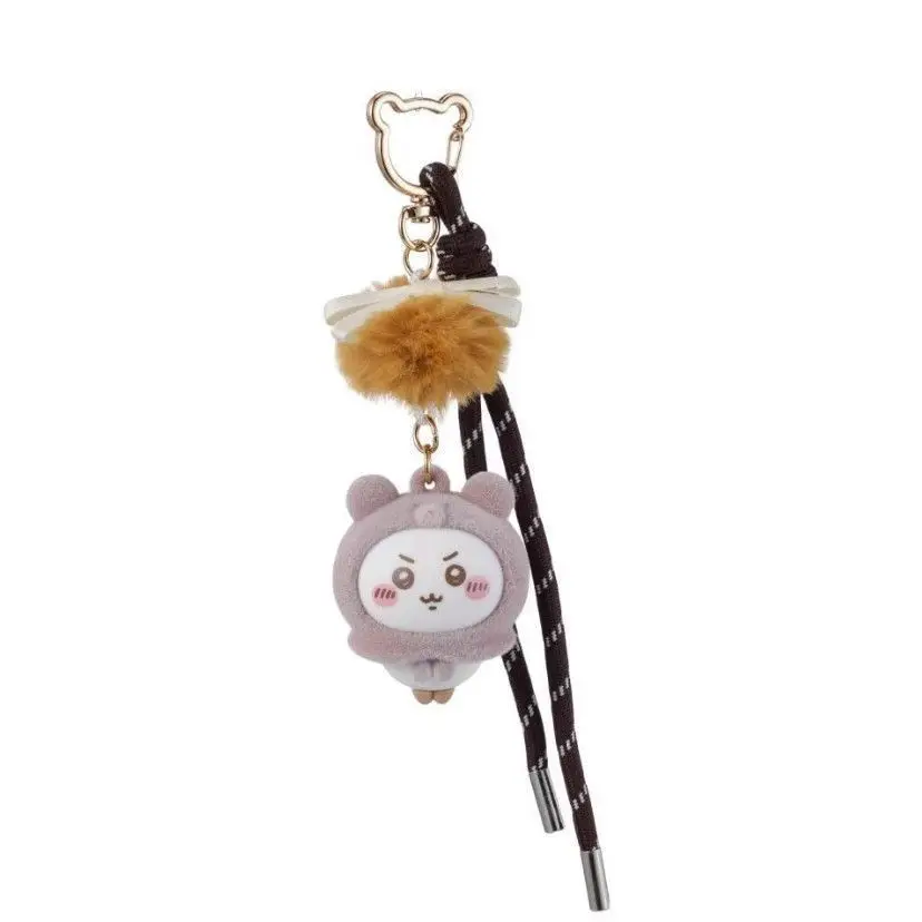 Cute Chiikawa Hachiware Flocked Usagi Plush Keyring Anime Peripheral Soft Stuffed Pendant Couple Gift for Bag Decoration