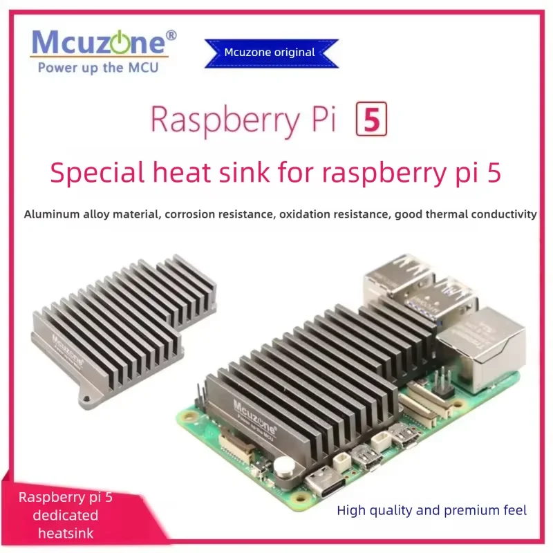 Mcuzone Raspberry Pi 5 heatsink Aluminum Alloy Material,Excellent Corrosion Resistance,Thermal Conductivity, OxidationResistance