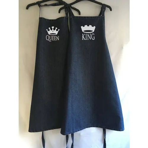 Apr10 Female and Male Paired Denim Embroidery Embroidered Sweetheart Kombin Kitchen Chef Bib Apron