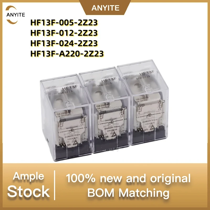 New 5Pcs/LOT  HF13F-005-2Z23   HF13F-012-2Z23  HF13F-024-2Z23  HF13F-A220-2Z23   HF13F  10A 8PIN