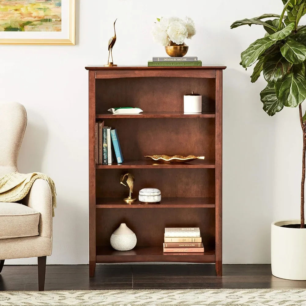 

Solid Wood Bookcase 48 High, Adjustable Shelves, Parawood Construction, Easy Assembly, Kitchen/Dining Storage Furniture
