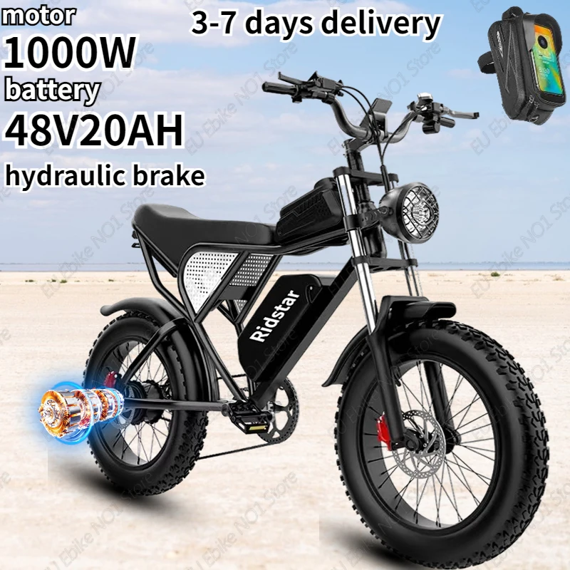 Electric Bicycle 1000W 48V20ah Battery 20*4.0 Fat Tire Electric Bike Off-road Motorcycle Adult Hydraulic Brake Mountain E Bike