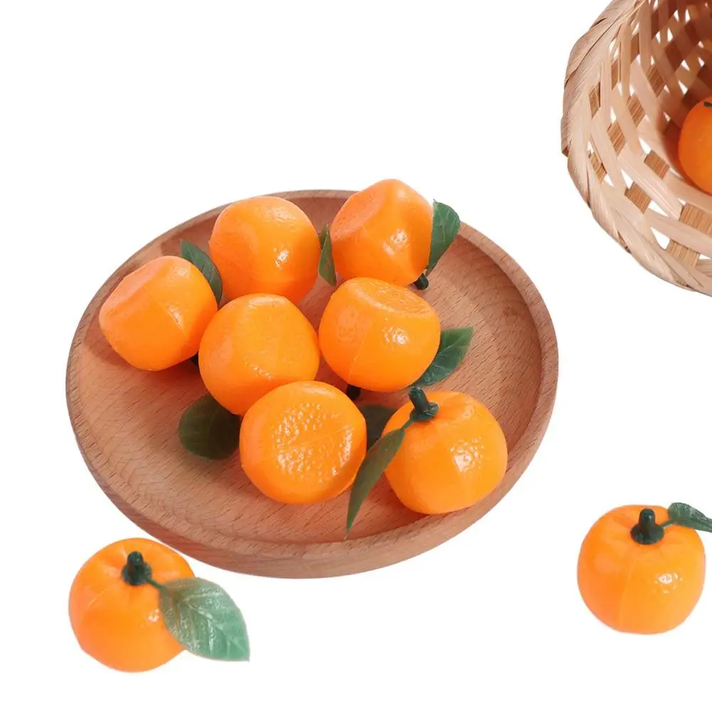 10pcs Kid Toy Gift Mini Artificial Plastic Orange Handicrafts Funny Fake Fruits Realistic Simulation Orange Fruit Prop Teaching