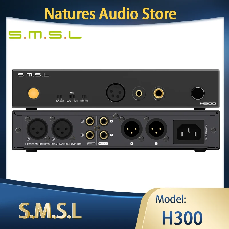 SMSL H300 HIFI Desktop Headphone Power Amplifier Balanced IEM Amp Preamplifier Output Power 10W/ 16 ohm 5W/32 ohm