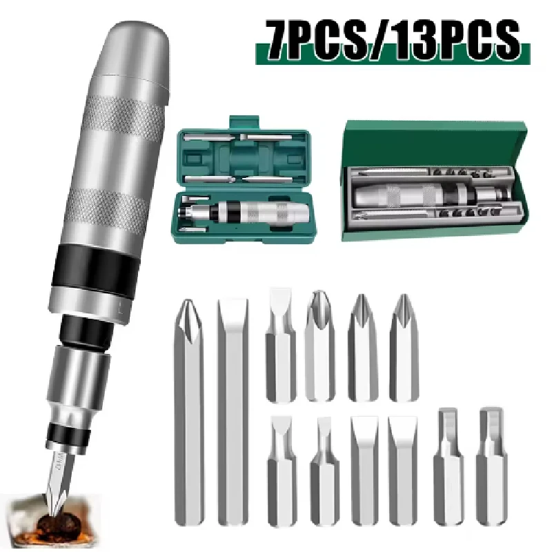 

Professional Manual Screwdriver Household Cordless Screwdriver 7/13PCS DIY Impact Screwdriver Kit Nut Strike Impact Driver Tools