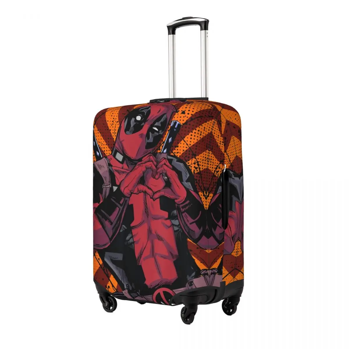 Deadpool Heart Hands Travel Luggage Cover Durable Deadpool & Wolverine Movie D&W Suitcase Protector Washable Baggage Covers