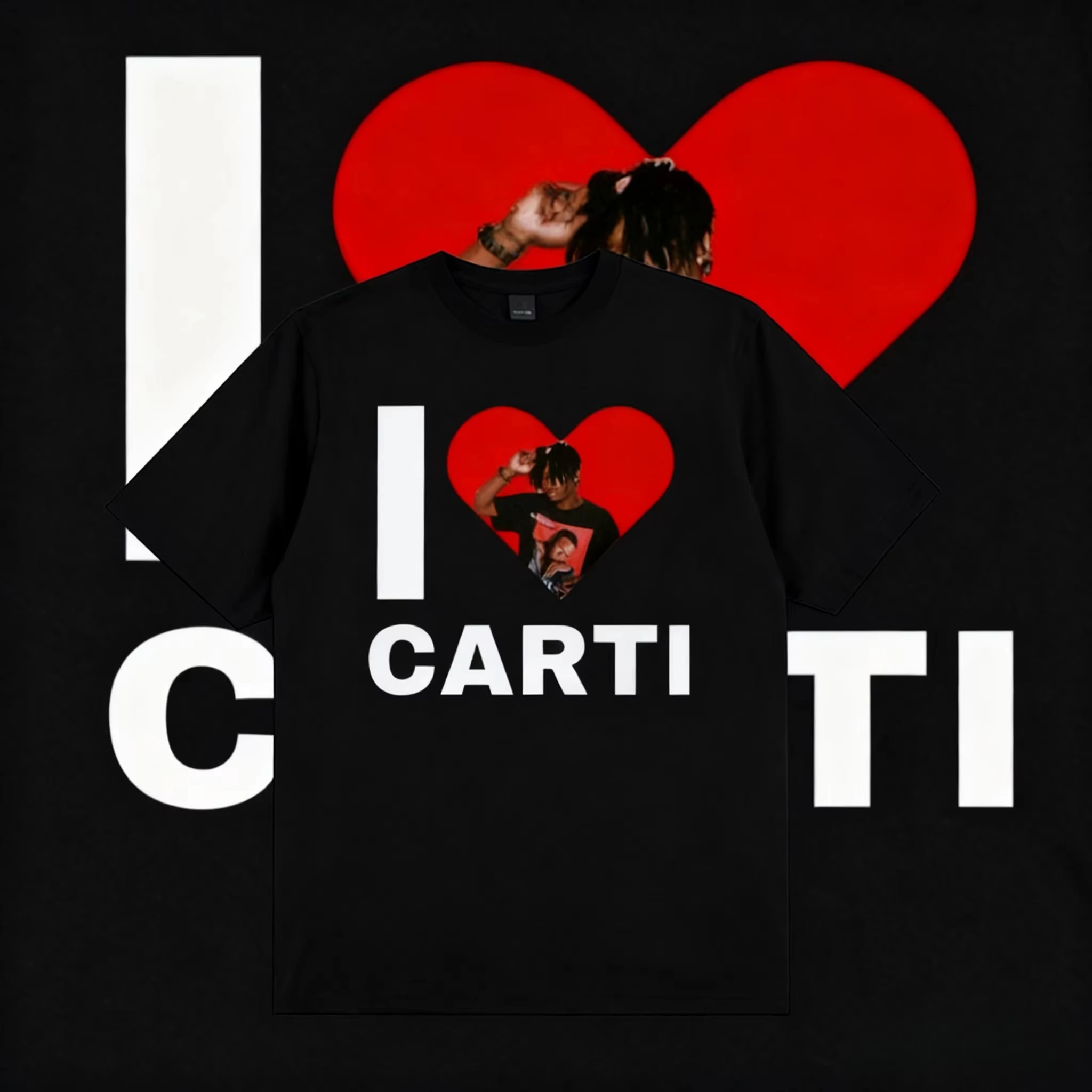 

2526 "I Love Playboy" T-shirt for Male and Female Rappers Carti Harajuku Y2k Hip Hop Pluse-sized Pure Cotton Printed T-shirt