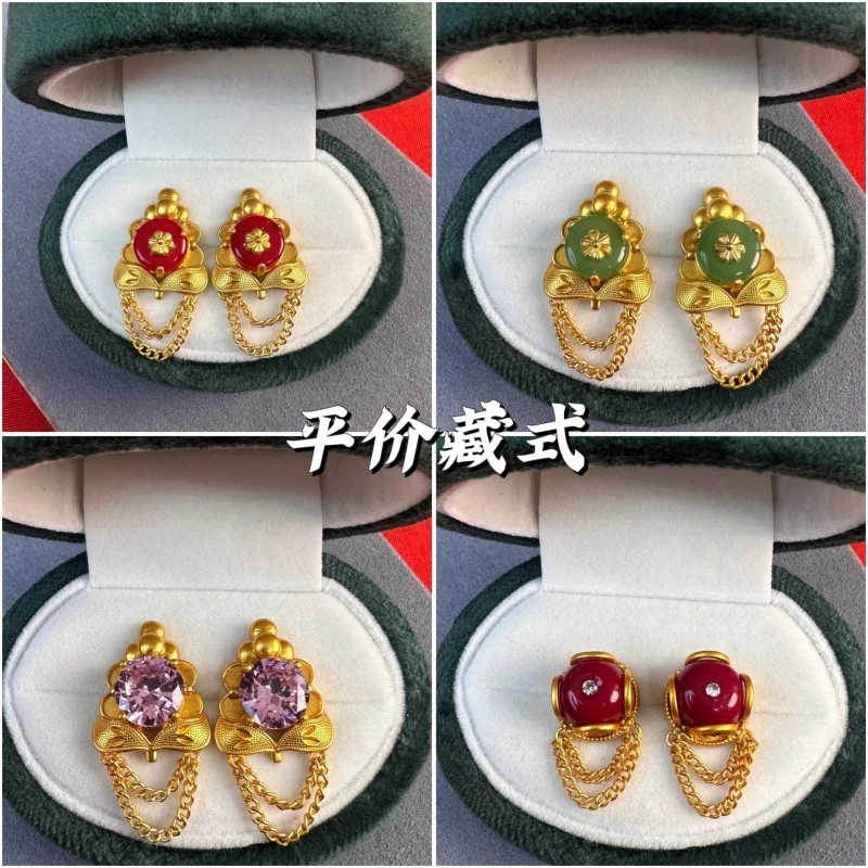 

Chinese Tibetan Ethnic Style Versatile Western Style Earrings