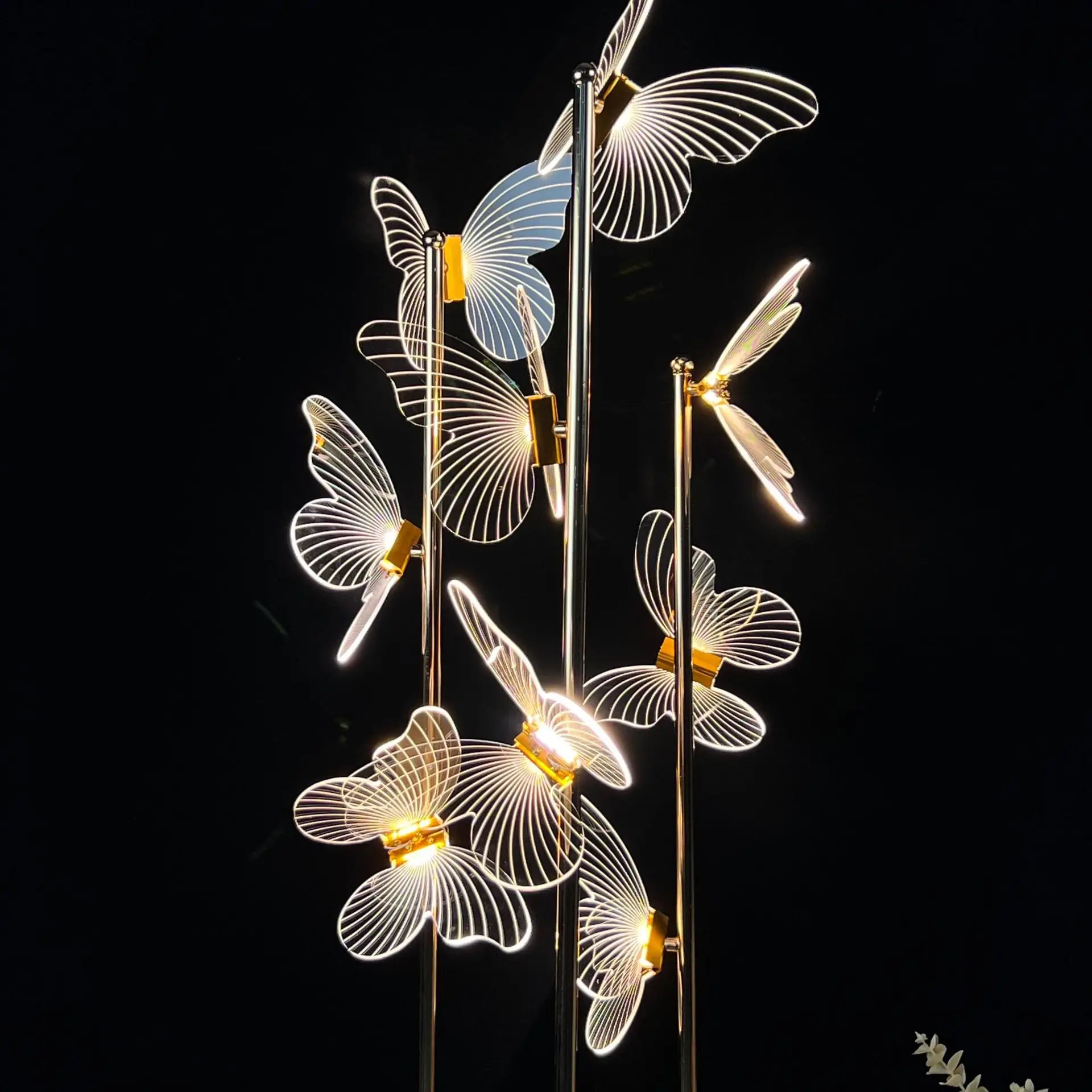 New wedding props gold electroplating luminous butterfly road guide screen welcome area background window decoration creativity