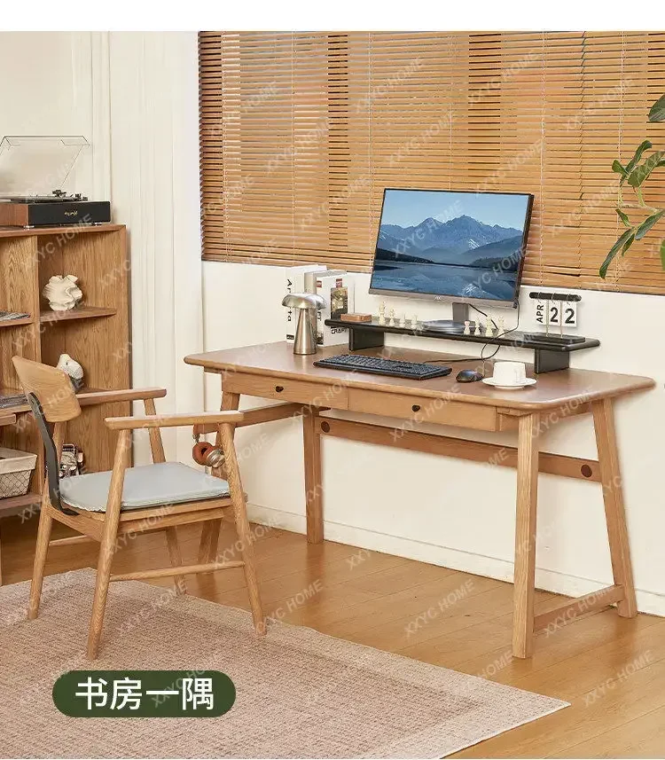 All solid wood ash wood desk computer desk simple log  writing desk
