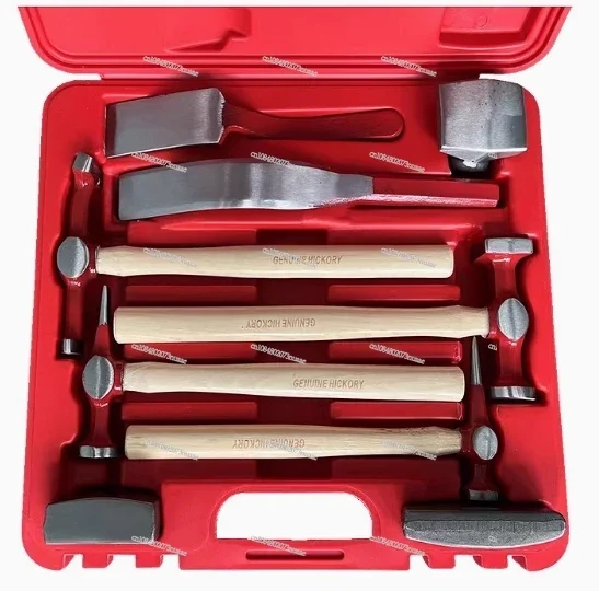 

9-Piece Automotive Sheet Metal Depression Repair Tool Set Drawing Hammer Round Head Face Sheet Metal Hammer