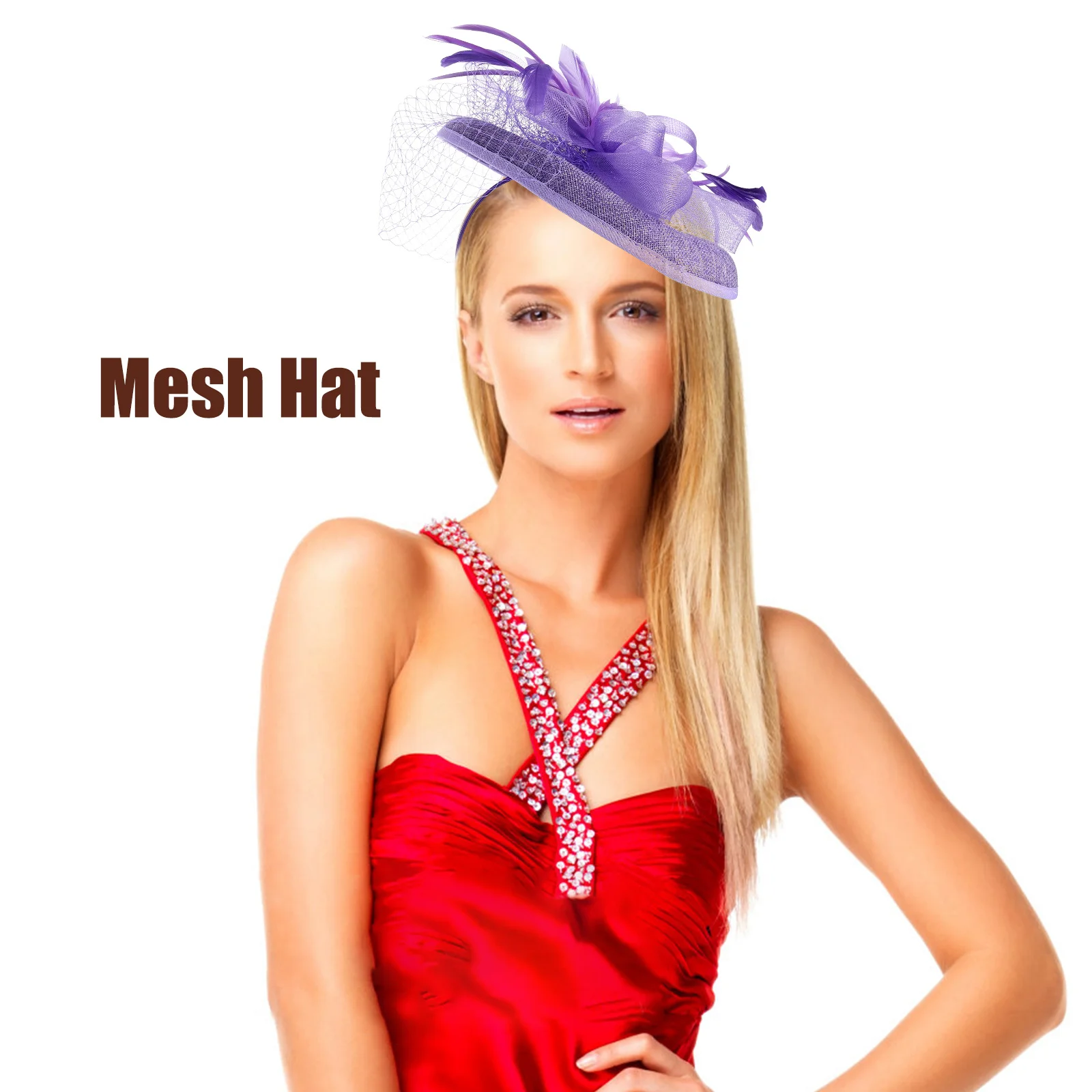 

Mesh Flower Fascinator Hat Detachable Clip Headband Bridal Hair Accessories Women Wedding Party Banquet