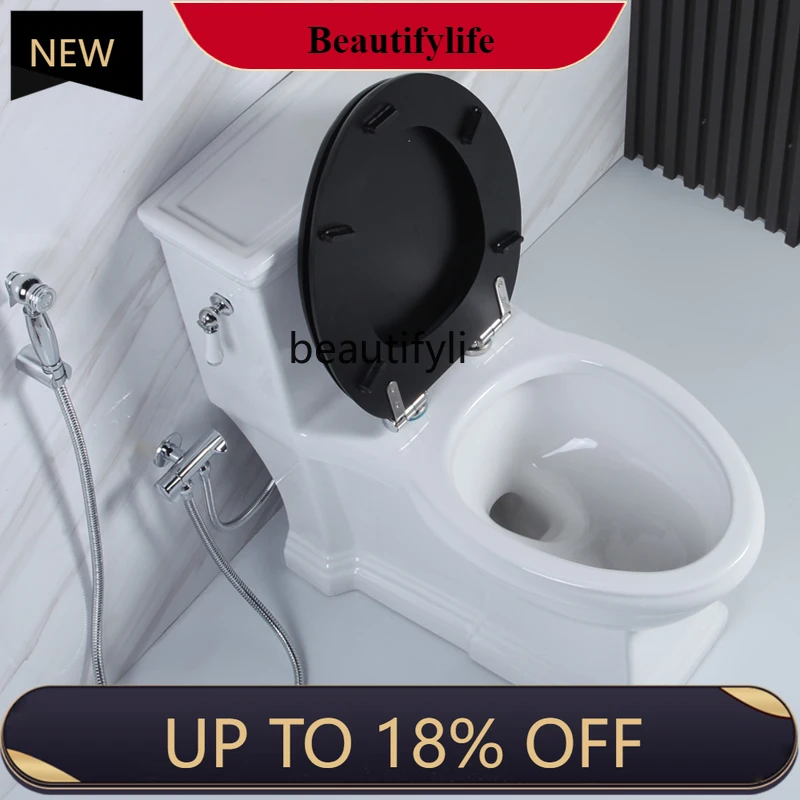 

Z189 Retro toilet solid wood cover, siphon European toilet claical one-piece toilet