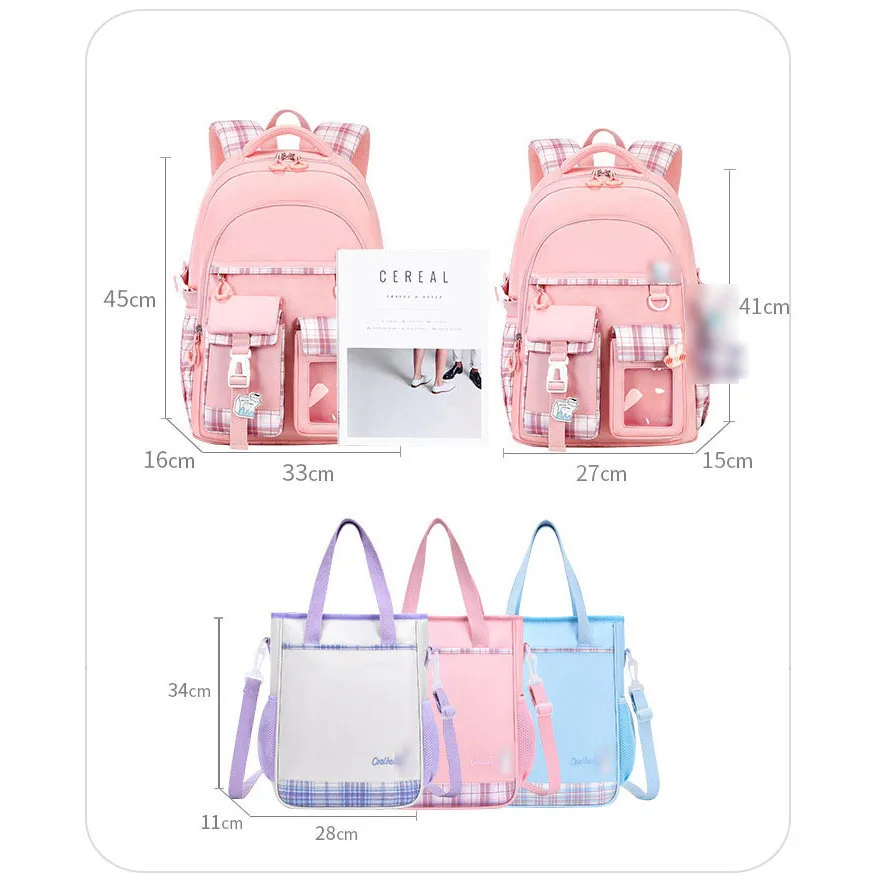 New Fashion Casual Girls Backpack Junior High School Student Schoolbag Korean Version Large Capacity Student Travel Bag