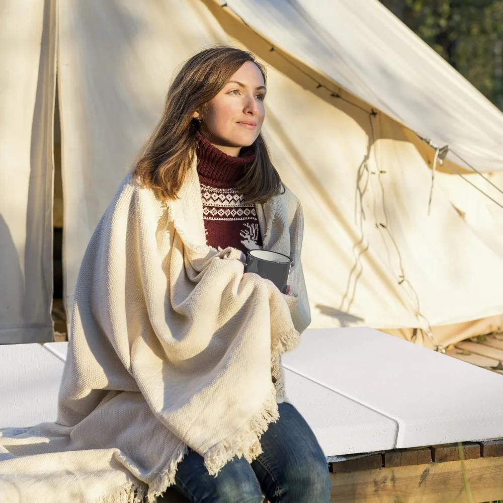 مرتبة إسفنجية الذاكرة ثلاثية الطي مقاس 4 بوصات، غطاء سرير محمول بحجم كوين مع غطاء قابل للتنفس وقابل للغسل، مثالية لغرفة الضيوف #2