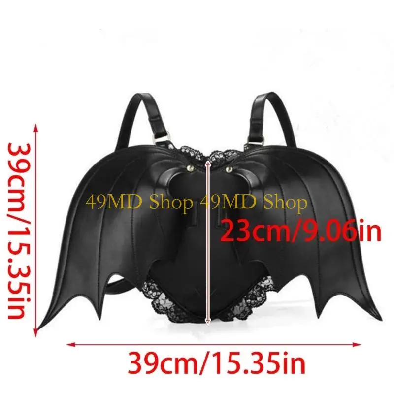 49md Fonctionnel Bat Wing Lace Work Pu Rucksack Gothic Day Pack pour les professionnels