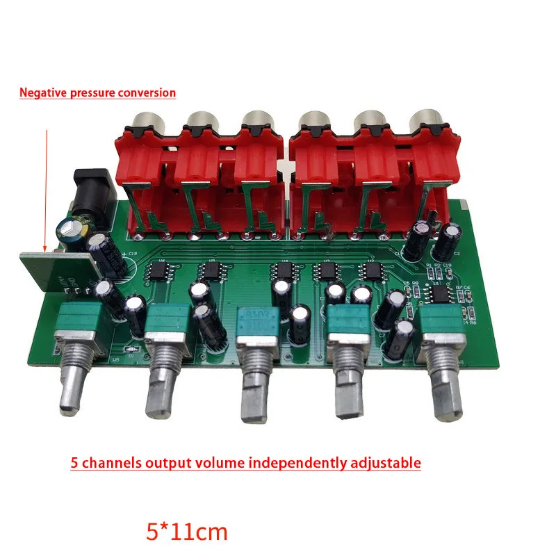 Audio Distributor Stereo Audio Mixer 1 Input 5 OutputMulti-Channel RCA splitter NJM4580 Op Amp For Power Amplifier Active audio