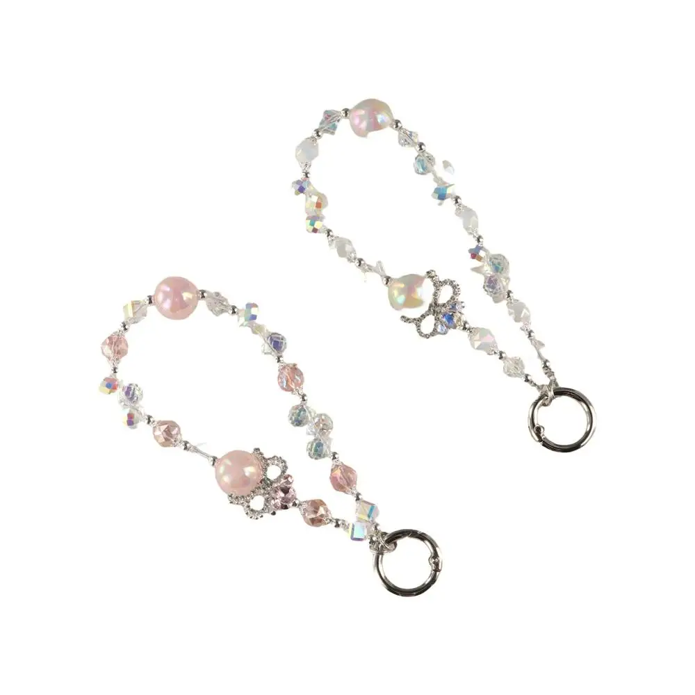 تاج كريستال الخرز مكافحة فقدان اسهم المعصم سلسلة مكافحة فقدان قصيرة ملونة كريستال حزام الهاتف بريق يده