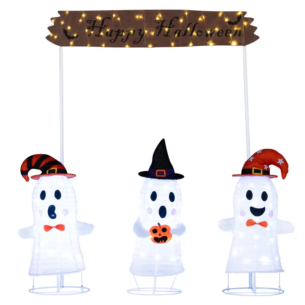 4 Pieces Halloween Decoration Pop Up Ghosts With Gate And LED Lights