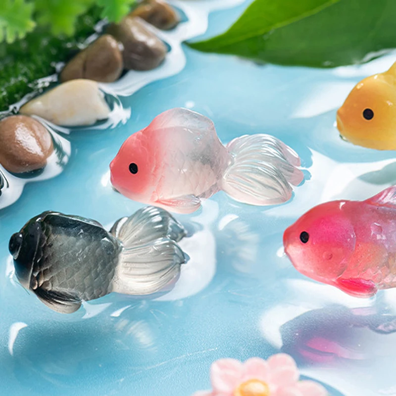 1PC Micro Landscape Creative Cute Lucky Koi Fish Ornament Drip Gel Mini Fish Statue Ornaments Goldfish Gifts Desktop Jewelry