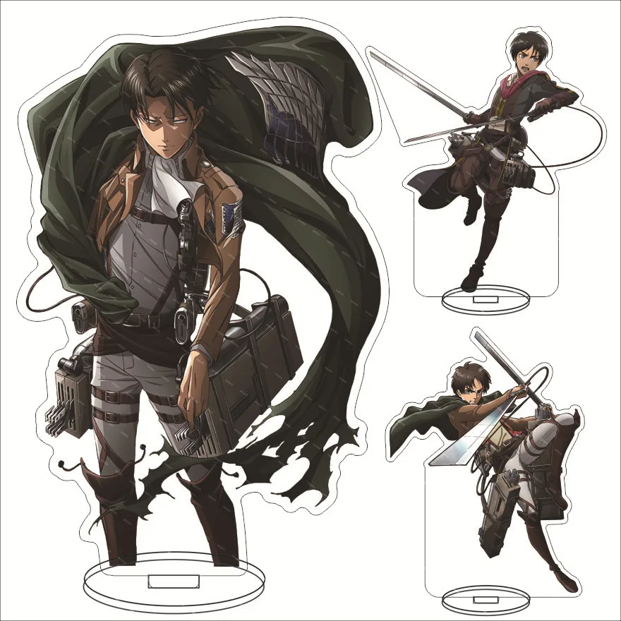 Anime Attack on Titan AOT Figure Stand Levi Eren Character Statues Collectible Models Desktop Decoration Display Standing Sign