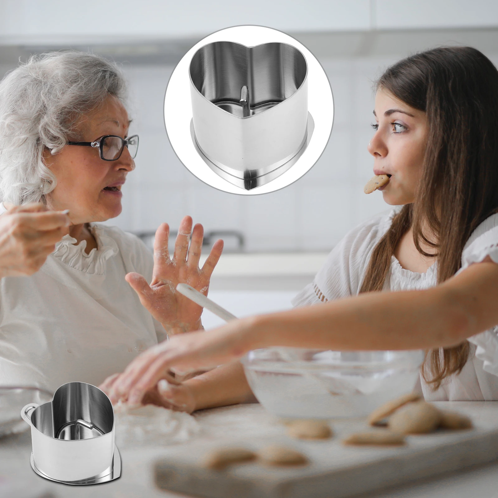 

1 set 1 Set Stainless Steel Heart Shape Food For Diy Cake Mold Sushi Diy Cake Baking Metal Sushi Mold Tool Kitchen Gift