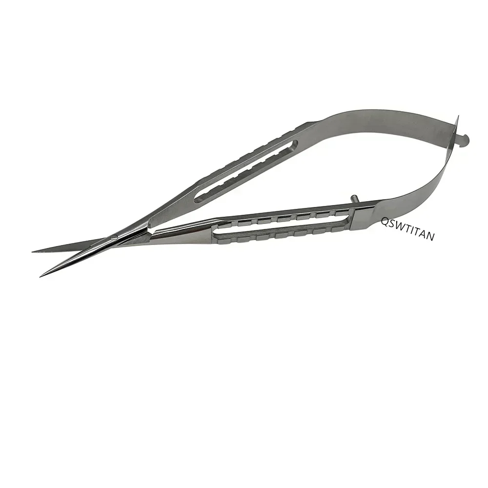 กรรไกรขนาดเล็ก QSWTITAN รุ่น Castroviejo สำหรับตัดหนังตา ด้ามจับแบน 1 ชิ้น เครื่องมือผ่าตัดดวงตา อุปกรณ์สำหรับผ่าตัดเปลือกตา