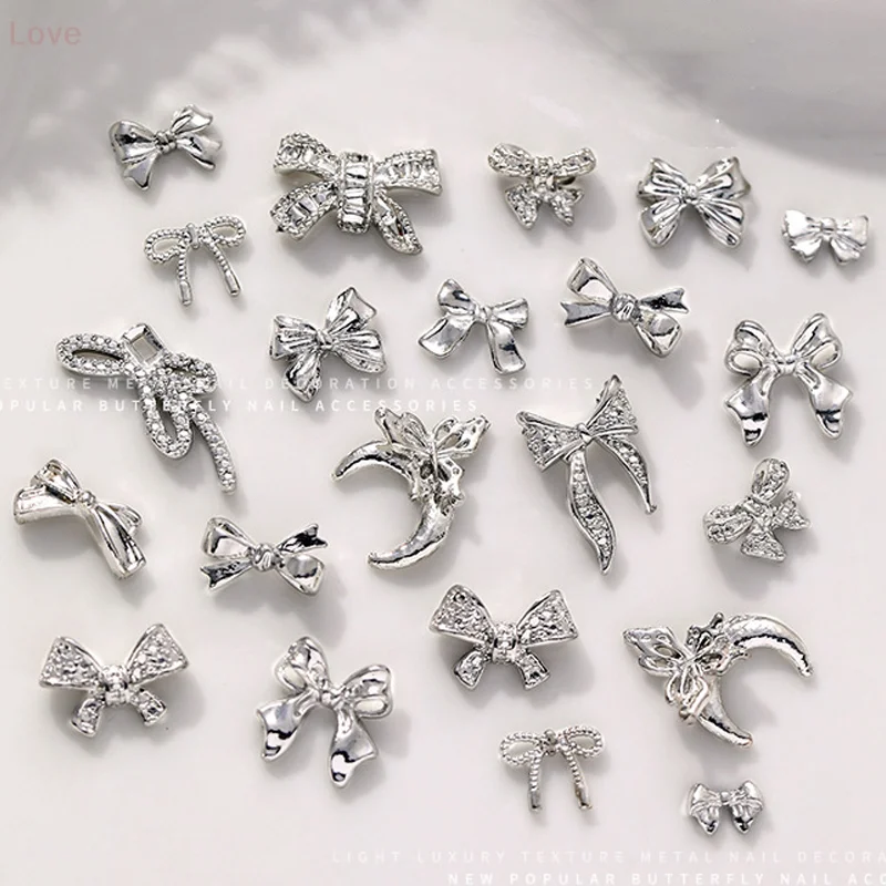 Breloques en alliage d'argent pour Nail Art, 10 pièces, accessoires, pièces pour manucure, décoration d'ongles rétro, fournitures de conception