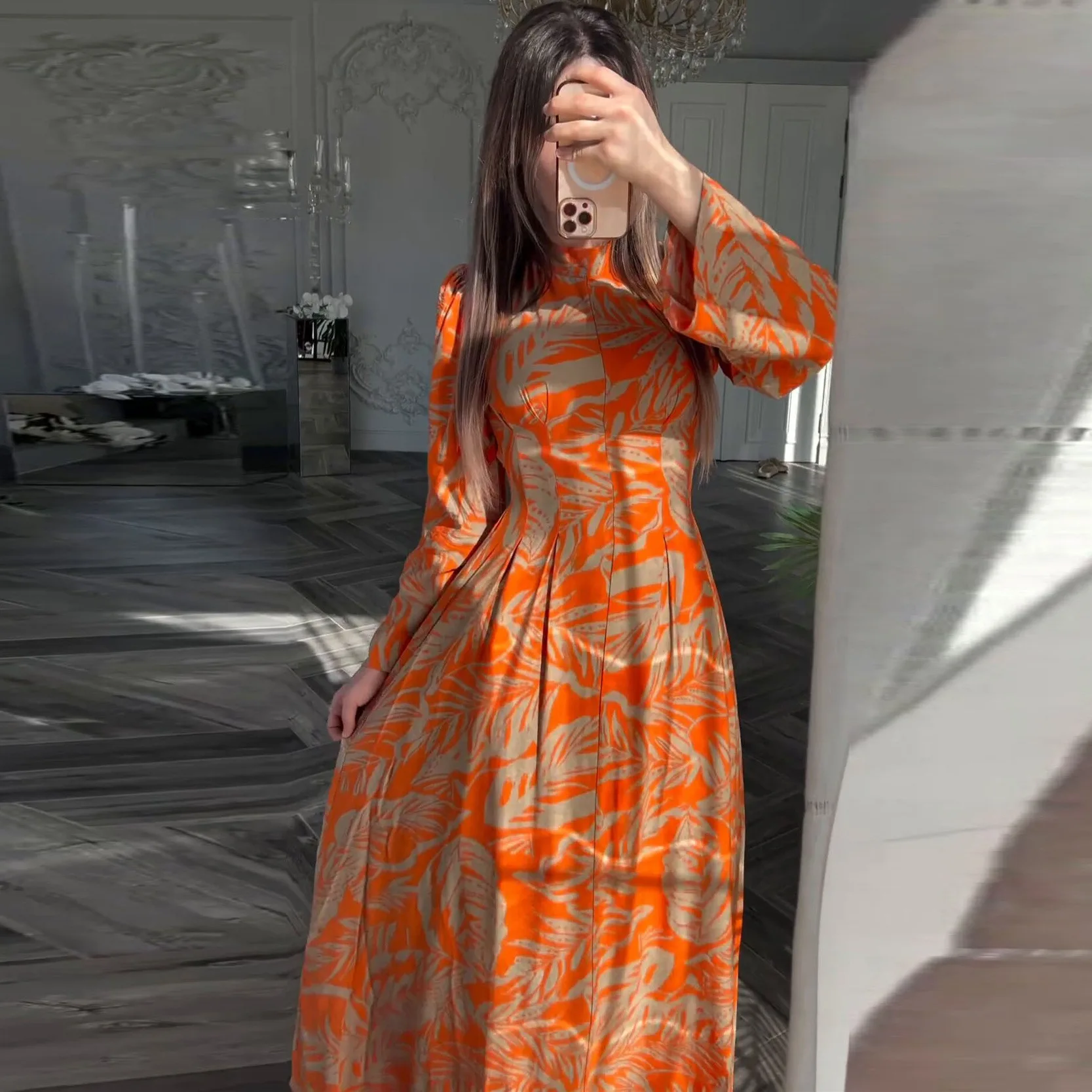 

2025 Autumn and Winter High-End Long-Sleeved High-Waisted Slim-Fitting Long-Sleeved Dress Machine Washable and Versatile for All Seasons