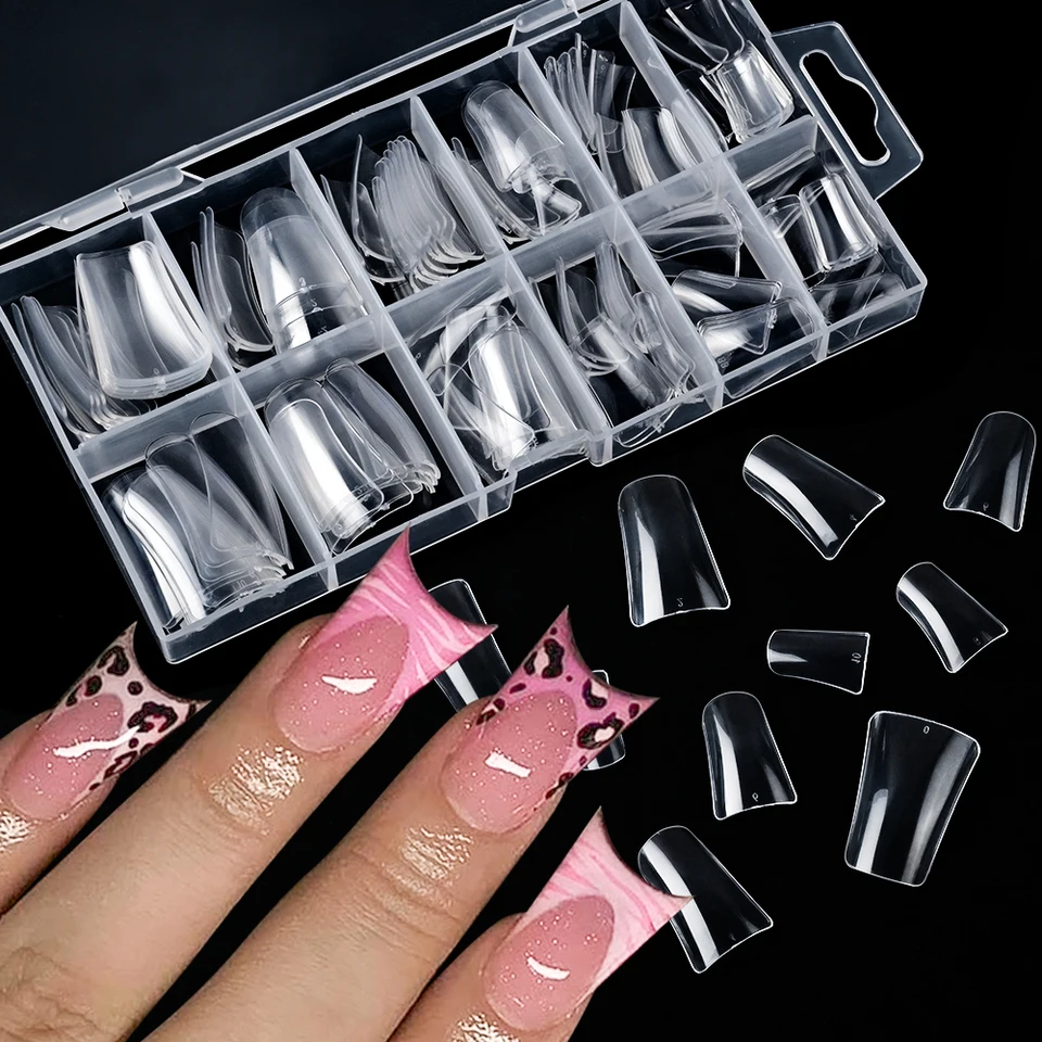 120Pcs Tips de Uñas Falsas Transparentes Pico de Pato Cobertura Completa 12 Tamaños Presionar Uñas Extensión para Manicura Salón 2