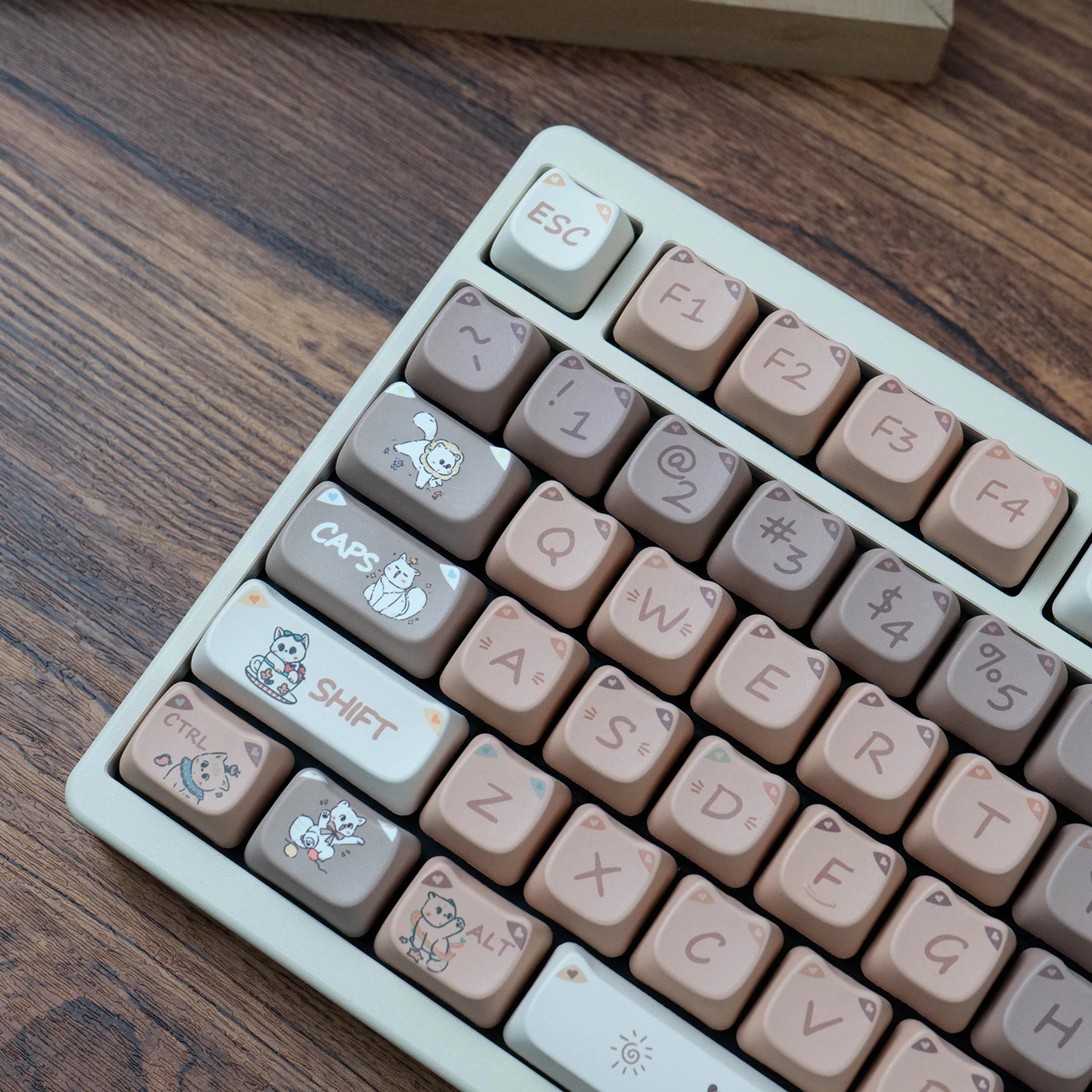 Naughty MAO Kitten Cat PBT Keycaps Customs Dye Sub Key caps for 61/87/104 Cherry MX Switch Gaming Mechanical Keyboard