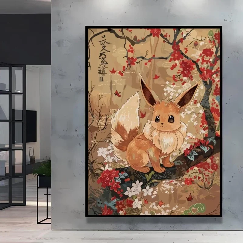 TAKARA TOMY Pokemon Eevee Anime Poster HD Leinwanddrucke Heimdekoration Gemälde für Wohnzimmer Poster Leinwand Wanddekoration Klassisch 6