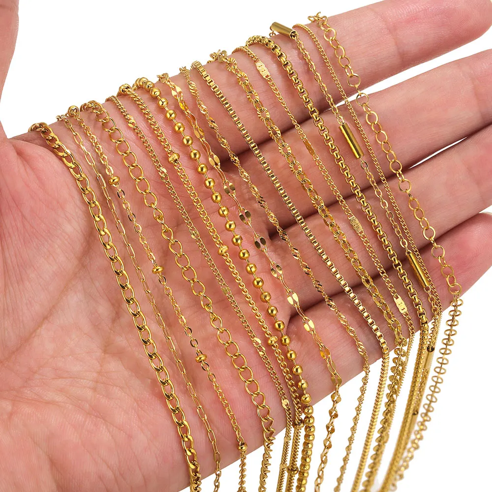 2 Meters Stainless Steel Chains Lips Beads Beaded Chains for Jewelry Making DIY Necklace Bracelet Jewelry Chain Accessories