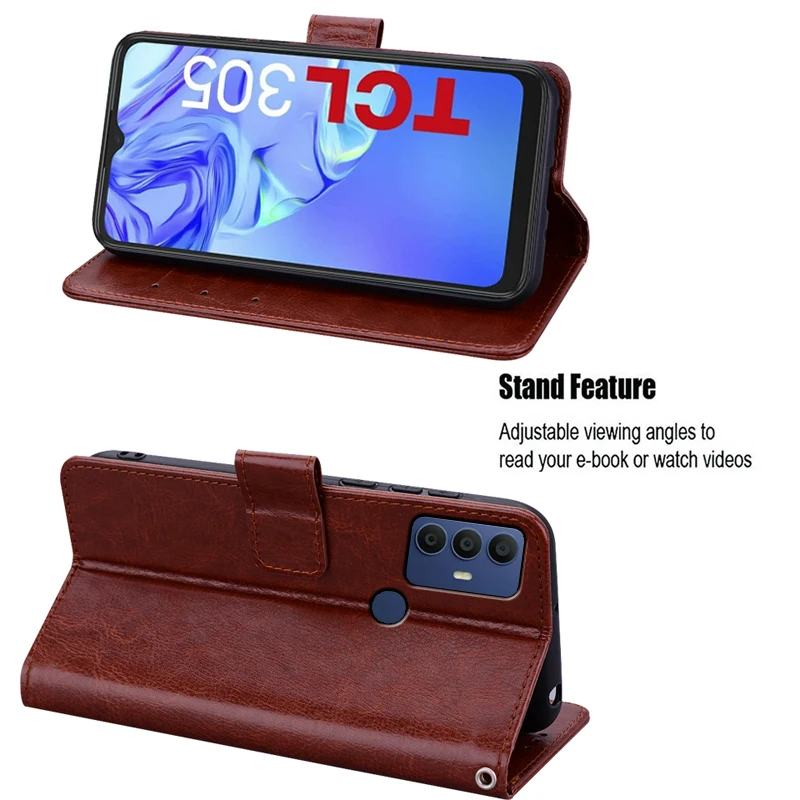 TCL305 Hoesje Case For TCL 305 Cover Magnetic Card Wallet Leather Flip Protective Phone Etui Book On For TCL 6102D Case Coque
