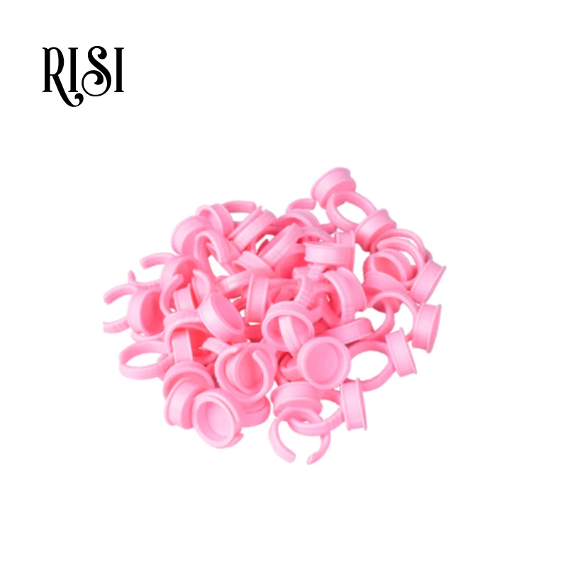 RISI-Ensemble de supports de palette de cils adhésifs roses, porte-colle de poulet, palette d'anneaux pour extension de cils, outils de pigment de tatouage