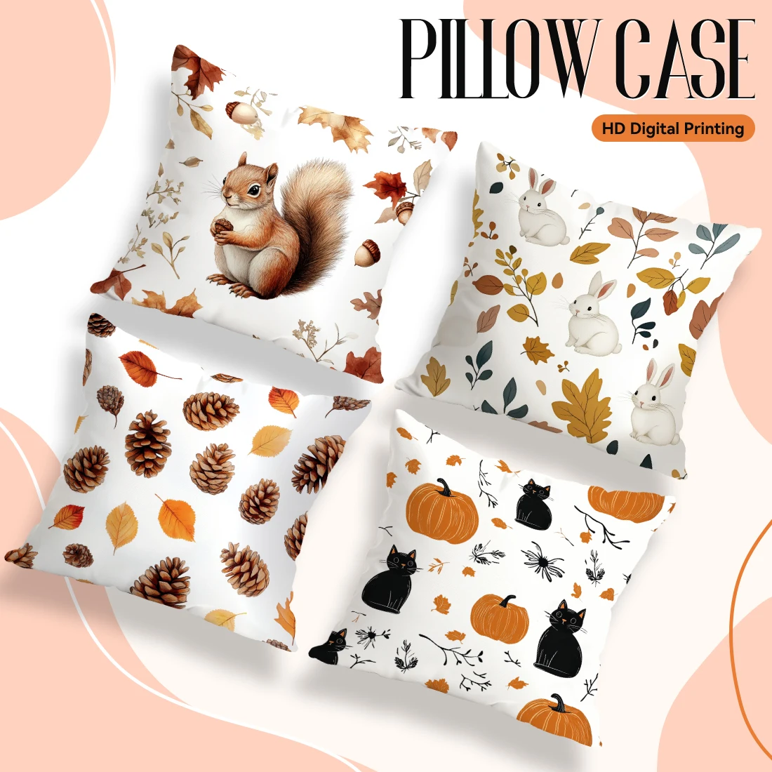 

Home Decor Autumn-themed Animals and Nature Pillow Covers Pattern Cushion Cover Suitable for Sofa Bedroom Car Pillow Cover