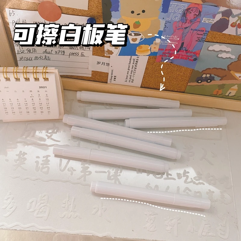 10pcs Korean Erasable White Marker Whiteboard For Mirror Simplicity Student Blackboard Water Pen Mirror Painting Brush