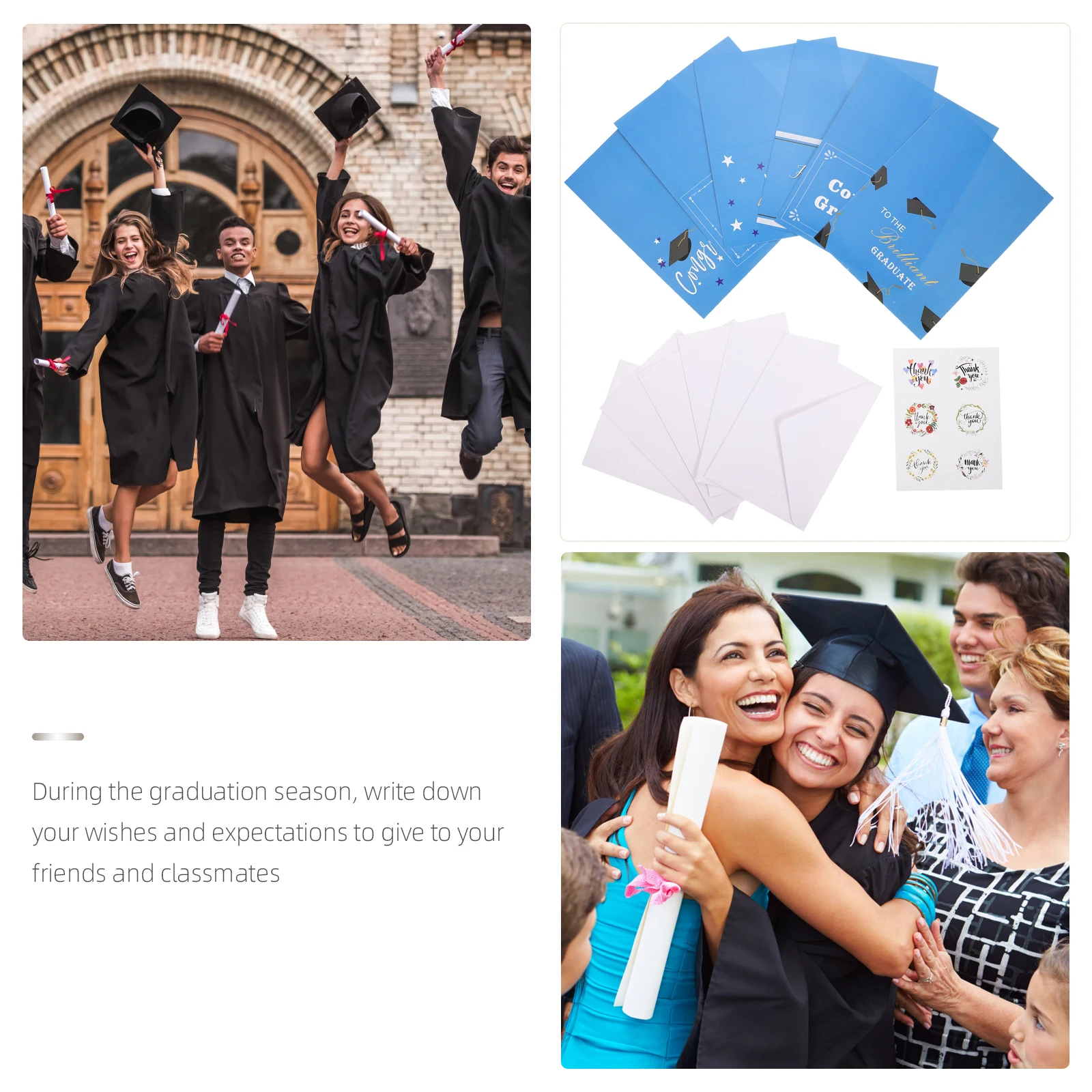 

24 Sets Graduation Cards Paper Lightweight Portable Blank Space Wishes Classmates Celebrating Accessories Holiday